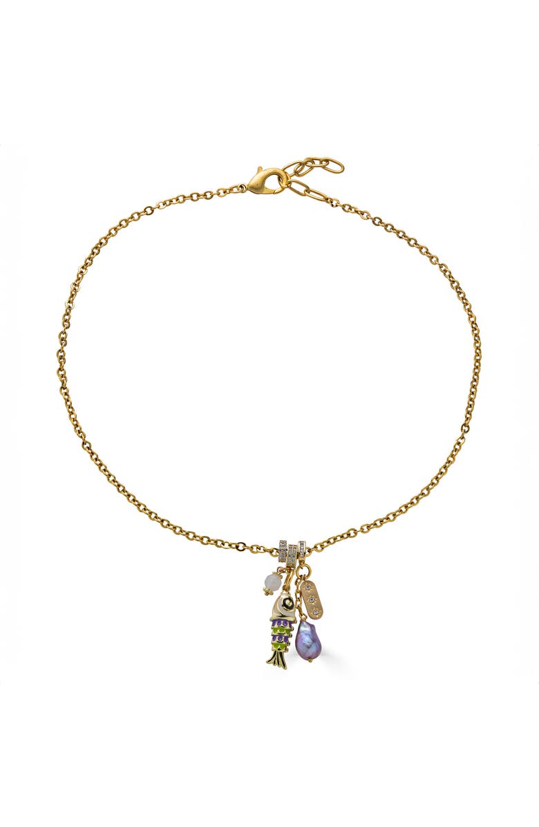Loni Paul Jewelry Fish and Pearl Charm Necklace, Main, color,