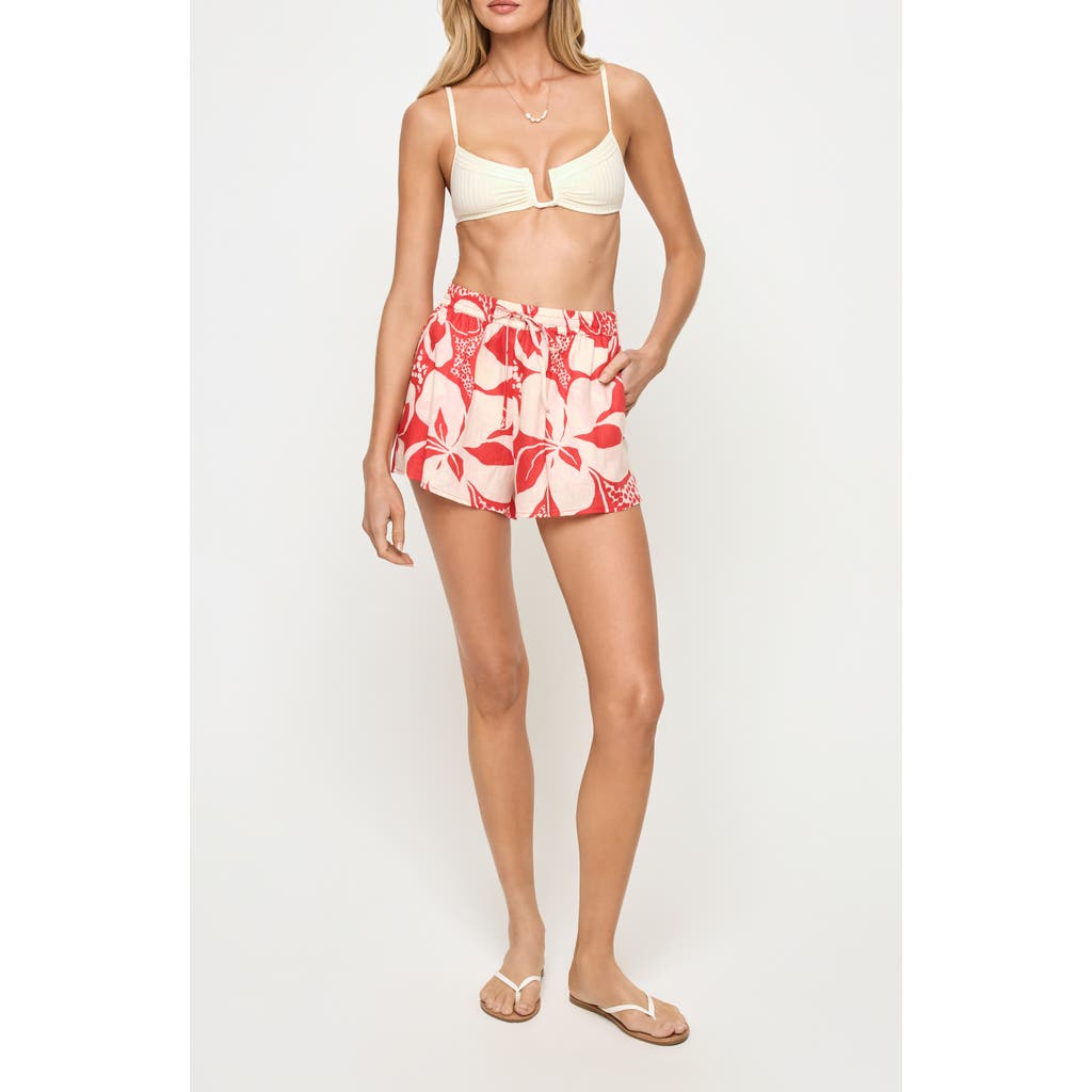 L*space Lspace Rio Linen Cover-up Drawstring Shorts In Multi