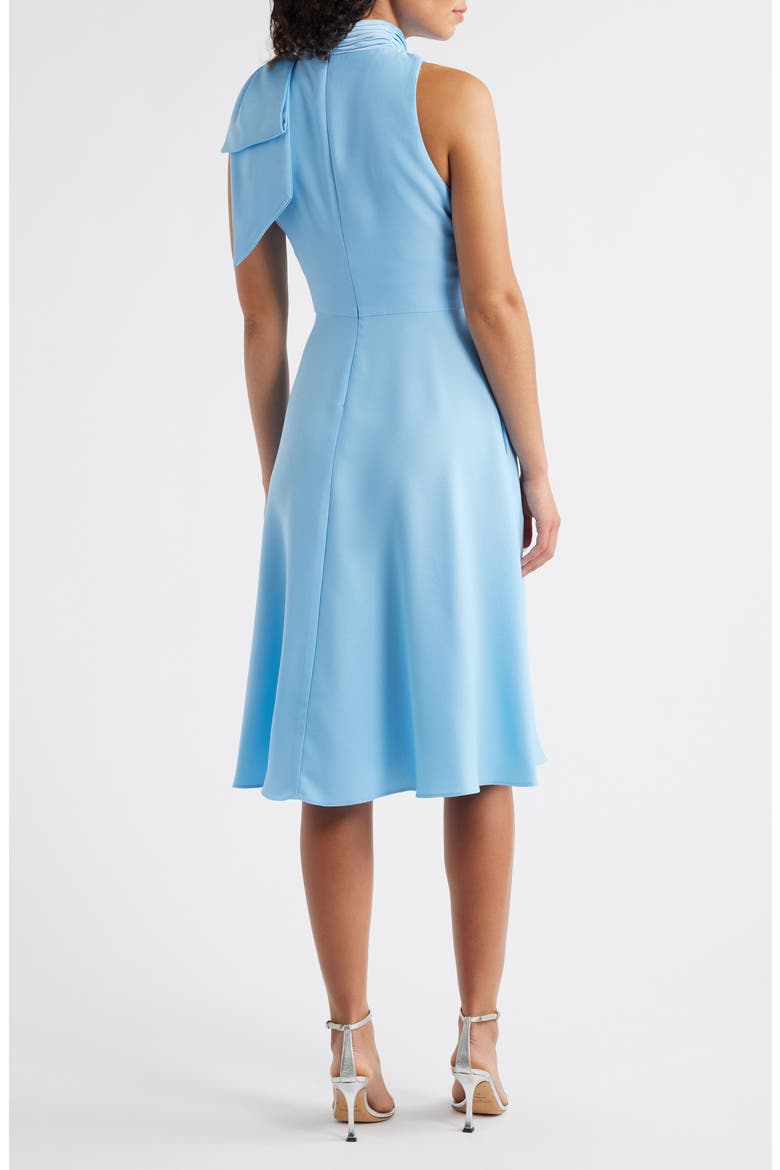 Bow Mock Neck Fit & Flare Midi Dress, Alternate, color, LIGHT BLUE