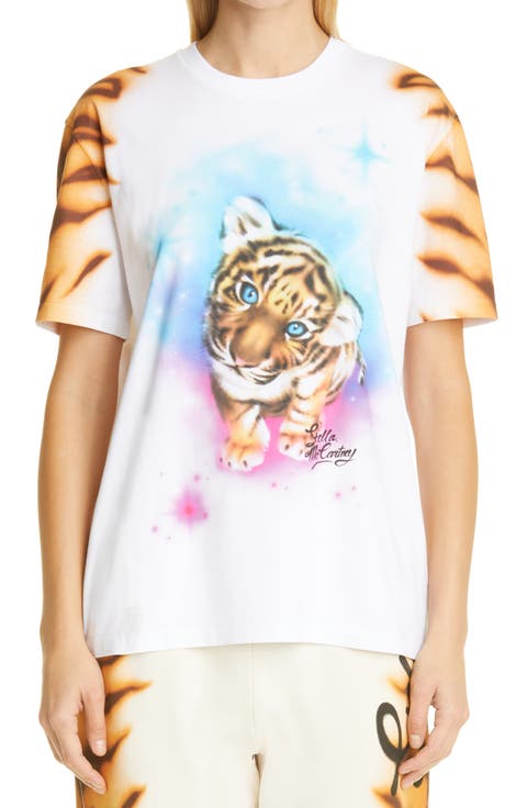 Tiger Print Logo Cotton Graphic Tee