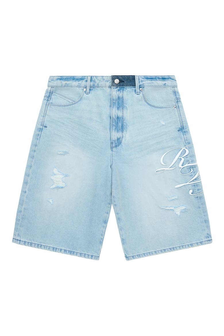 Gustavo Oversize Denim Bermuda Shorts, Main, color, SOFT HORIZON CURSIVE