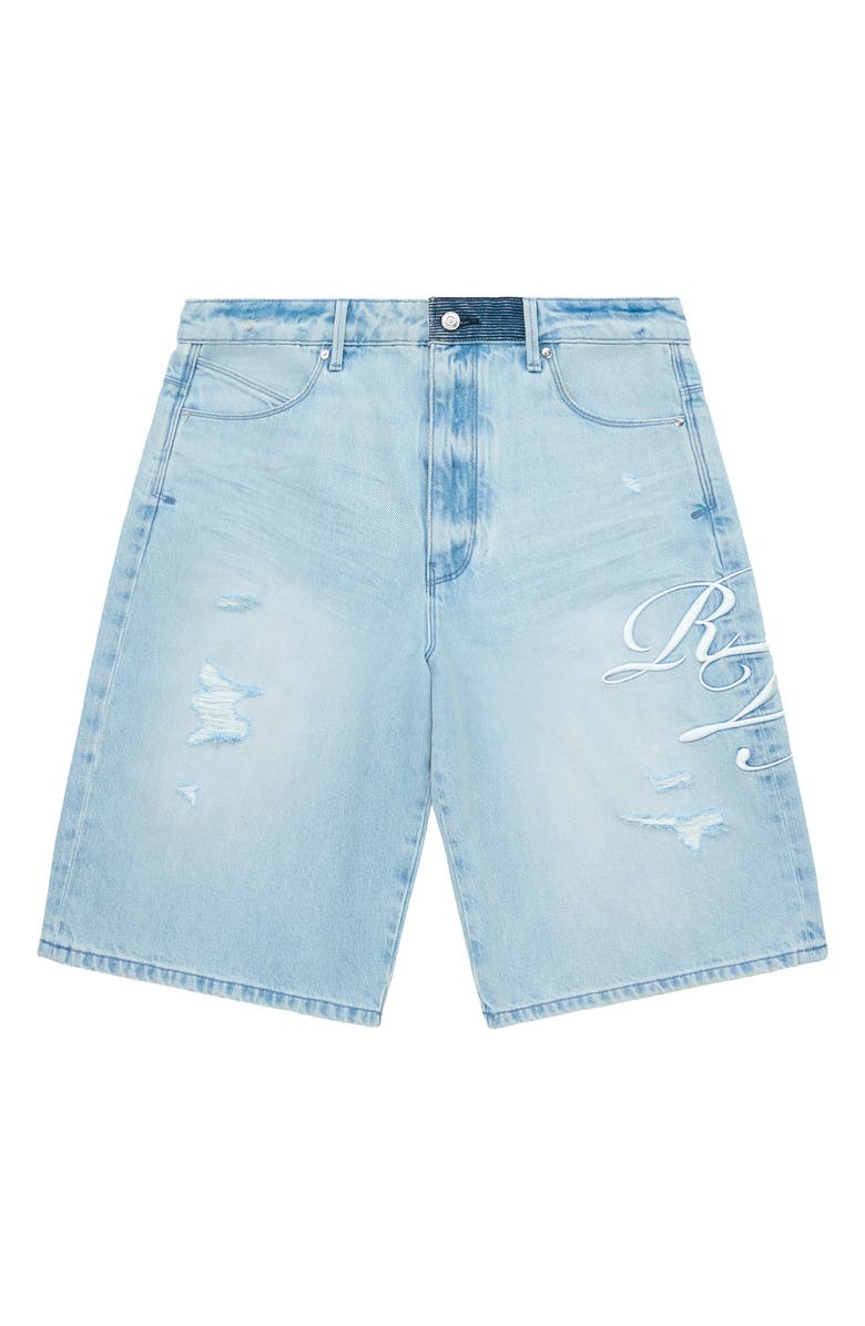 RtA Gustavo Oversize Denim Bermuda Shorts, Main, color, Soft Horizon Cursive