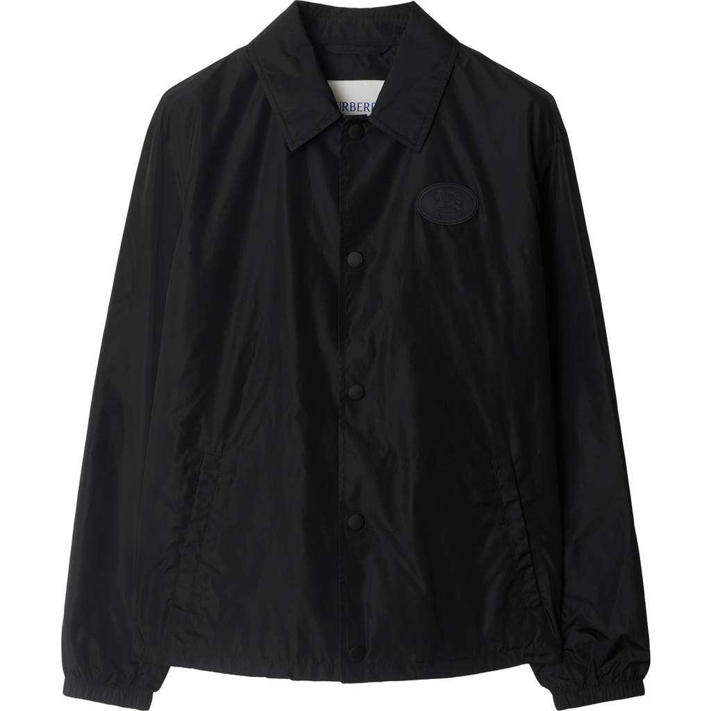 Burberry Knight Stamp Nylon Track Jacket Jackets Black In Black