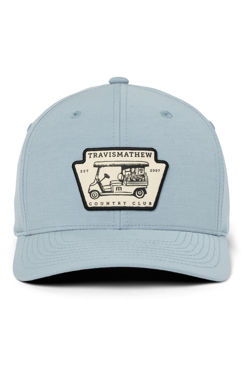 Tiki Mapes Patch Fitted Baseball Cap, Main, color, DUSTY BLUE