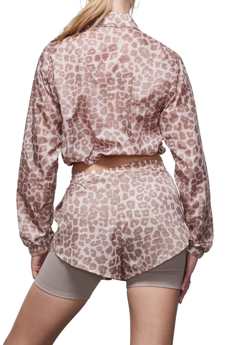 Good American Leopard Print Sheer Half Zip Pullover, Alternate, color, 