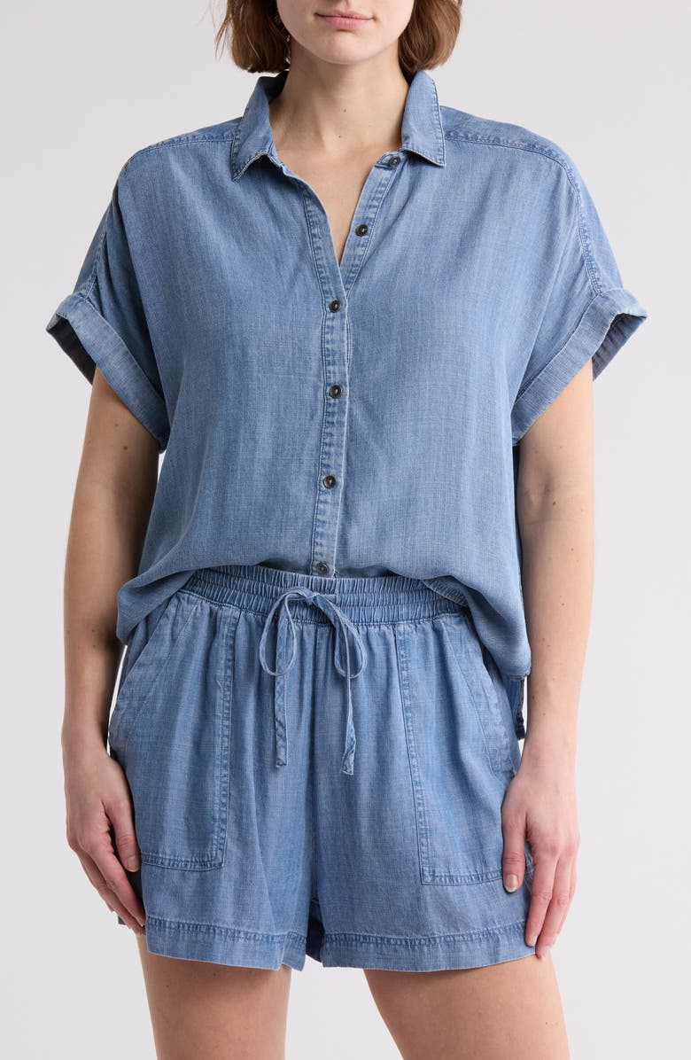 Splendid Katie Short Sleeve Button-Up Shirt, Main, color,