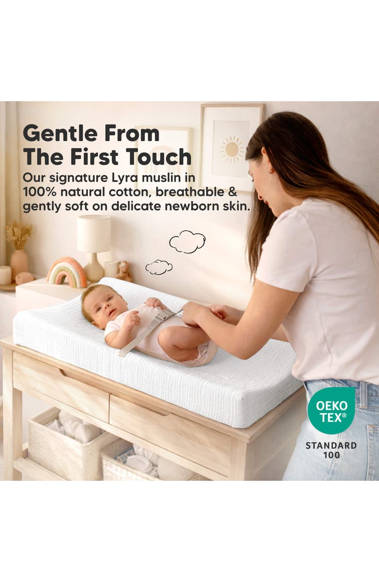 KeaBabies 2-Pack Lyra Muslin Changing Pad Covers, Alternate, color, Soft White