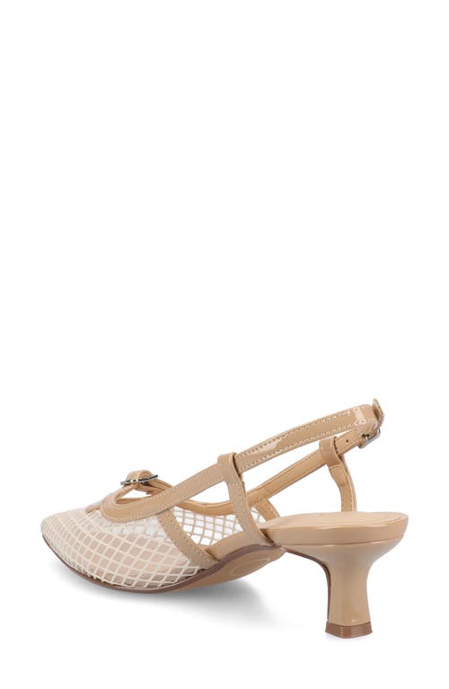 Shop Journee Collection Padma Slingback Kitten Heel Pump In Beige Mesh