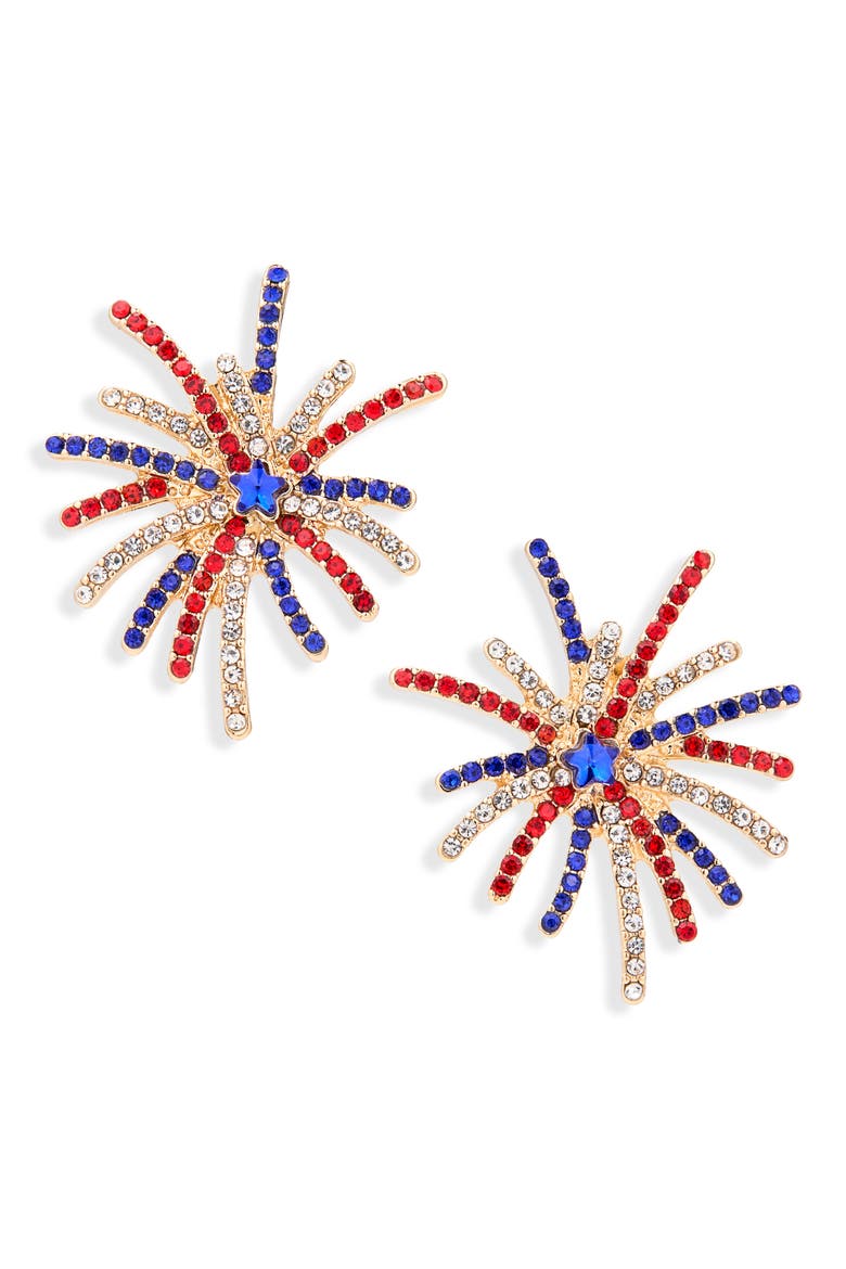 Firework Statement Stud Earrings, Main, color, RED MULTI- GOLD