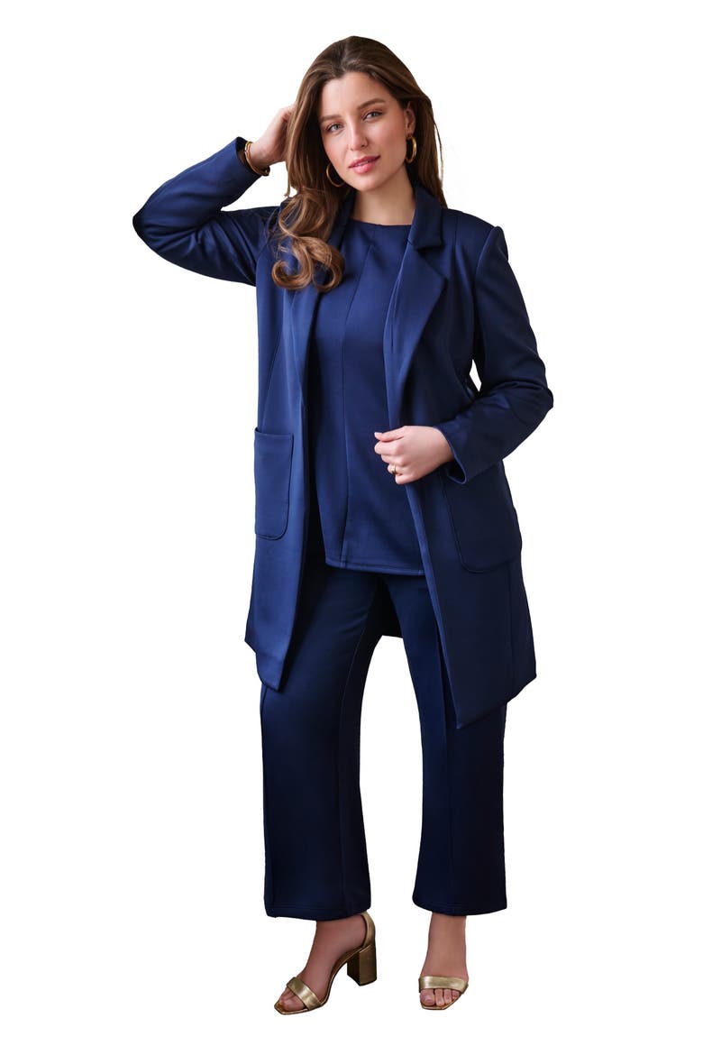 Perfect Ease Knit Duster Jacket, Main, color, NAVY