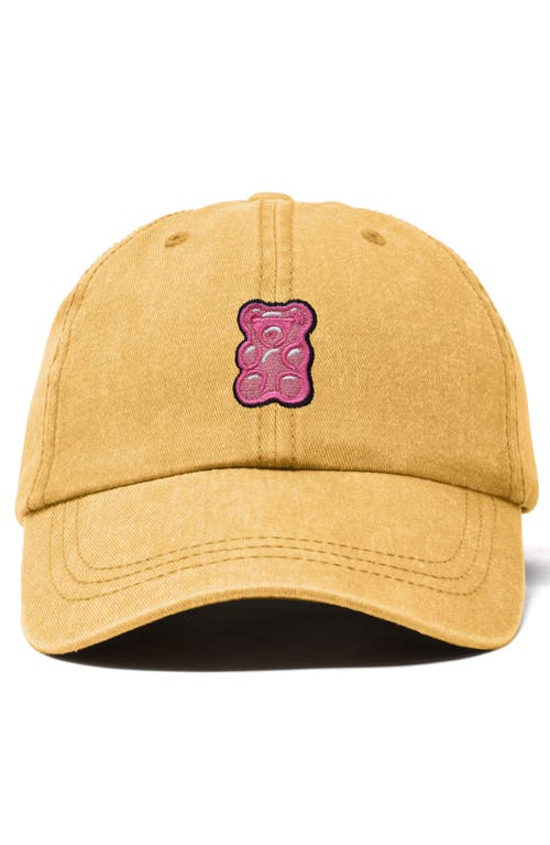 Dalix Pink Gummy Embroidered Casual Cap In Washed Gold