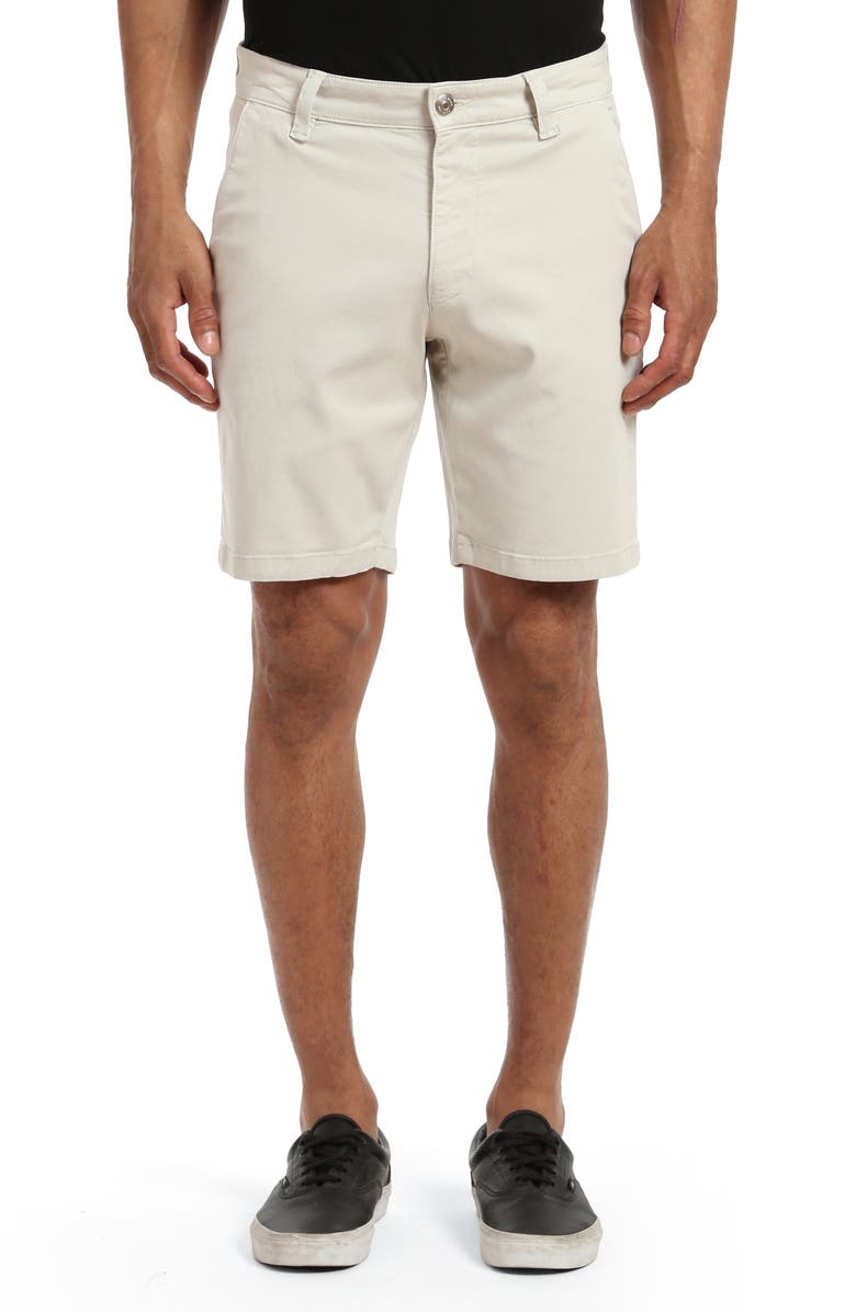 Mavi Jeans Noah Stretch Twill Flat Front Shorts, Main, color, Oyster Mushroom Luxe Twill