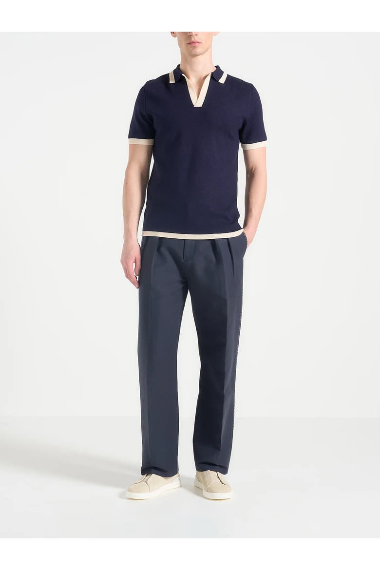Lambert Contrast Detail Knit Polo Shirt, Main, color, Navy