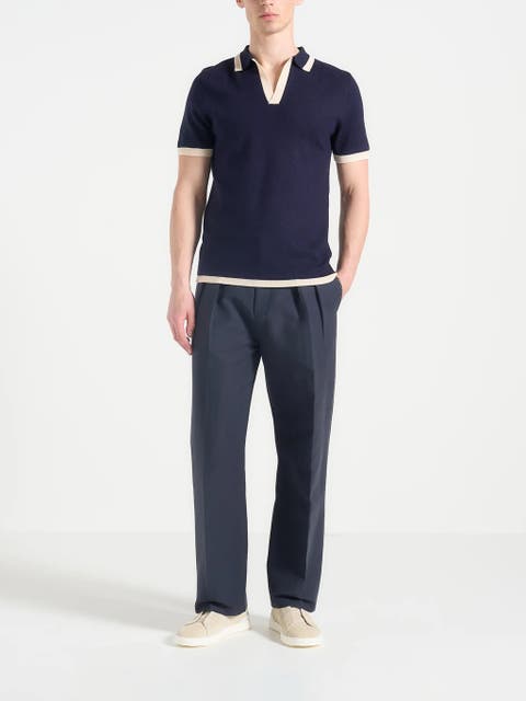 Lambert Contrast Detail Knit Polo Shirt