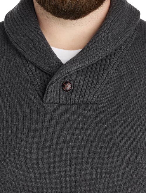 Oak Hill By Dxl Big & Tall Shawl Collar Pullover In Gray