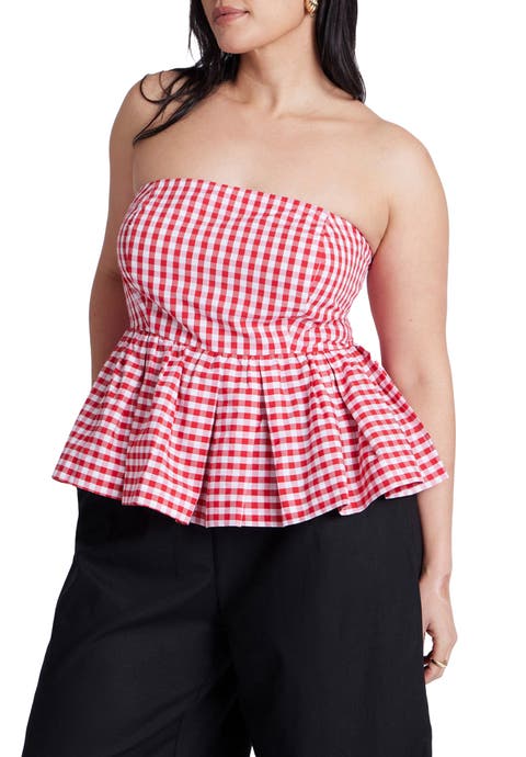Gingham Peplum Top (Plus Available)