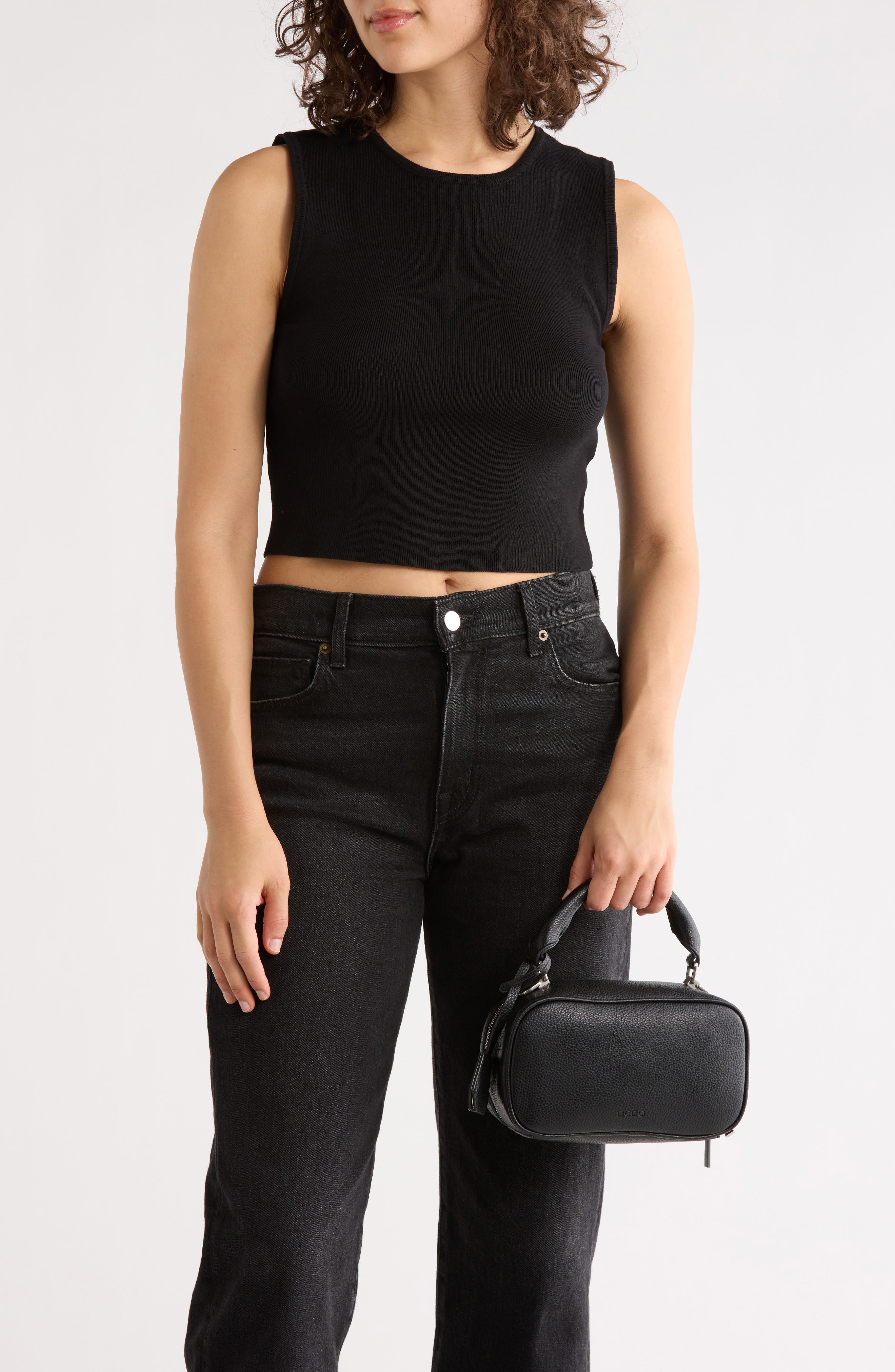 BCBG Mini Top Handle Zip Crossbody Bag, Alternate, color, Black