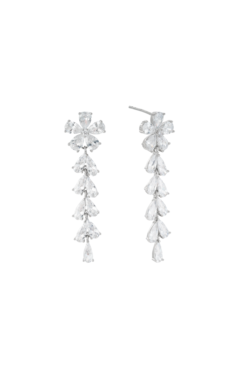 Untamed Petals Devotion Crystal Drop Earrings, Main, color, Silver