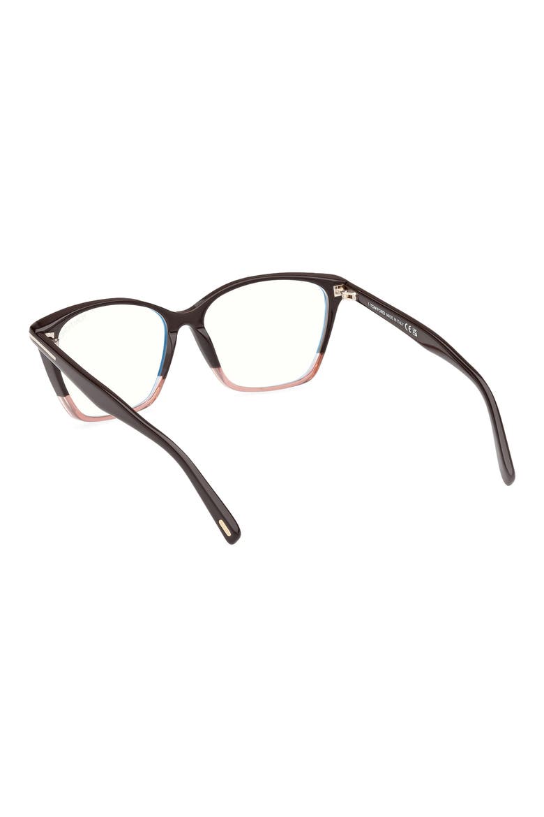 56mm Cat Eye Blue Light Blocking Optical Glasses, Alternate, color, BROWN BLUSH PINK BROWN