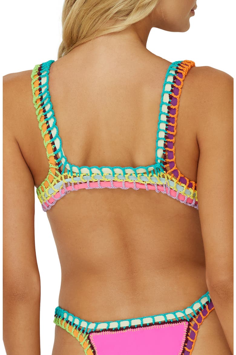 Colorful Whipstitch Trim Triangle Bikini Top, Alternate, color, ACAI