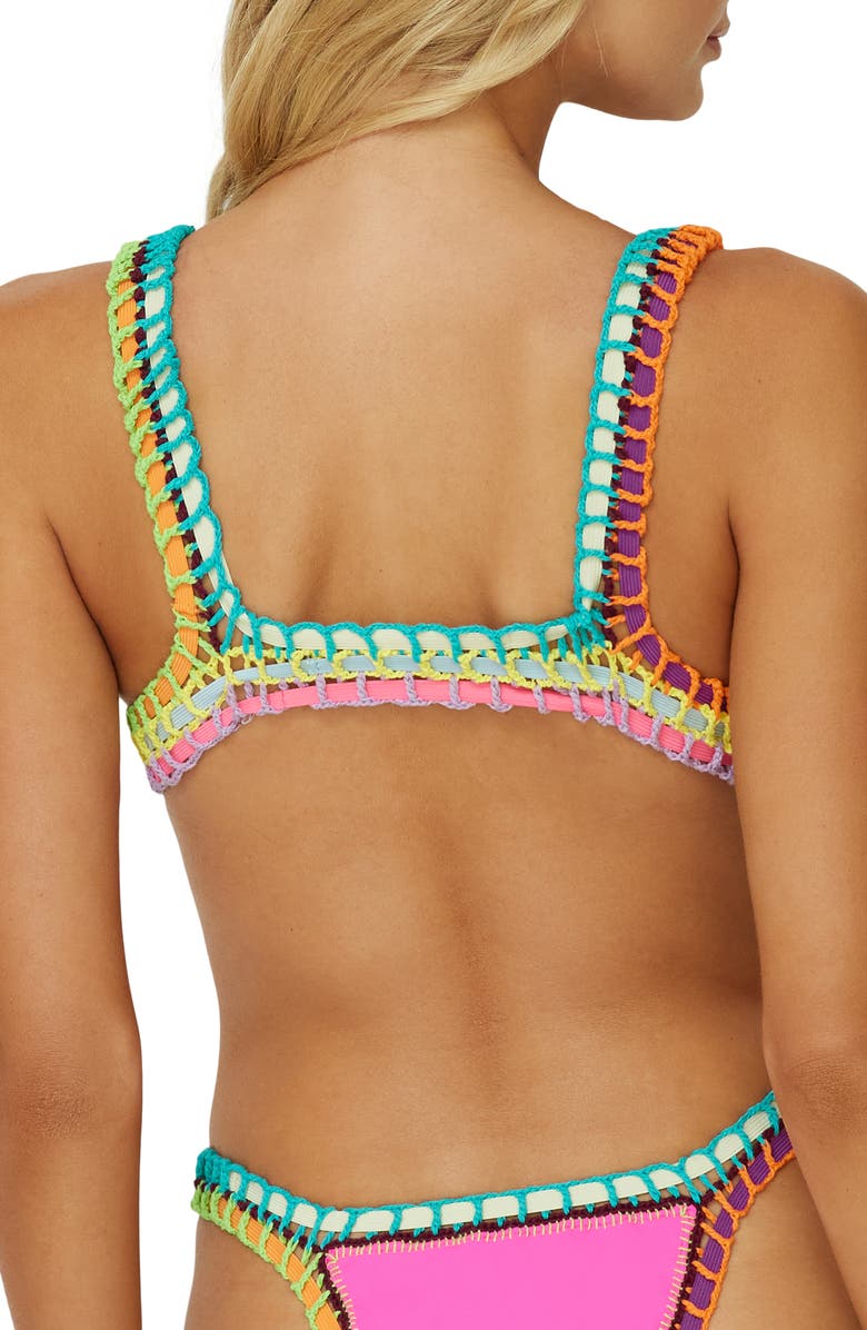 PQ SWIM Colorful Whipstitch Trim Triangle Bikini Top, Alternate, color, 