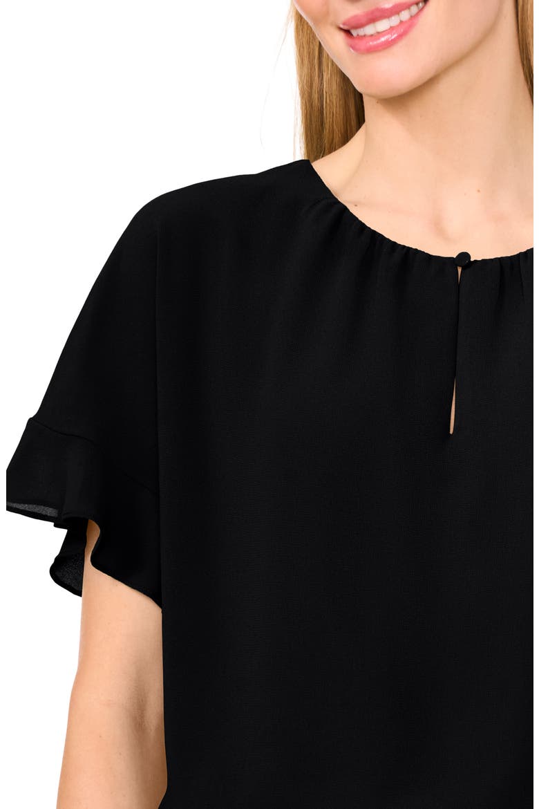 Flutter Sleeve Georgette Top, Alternate, color, RICH BLACK