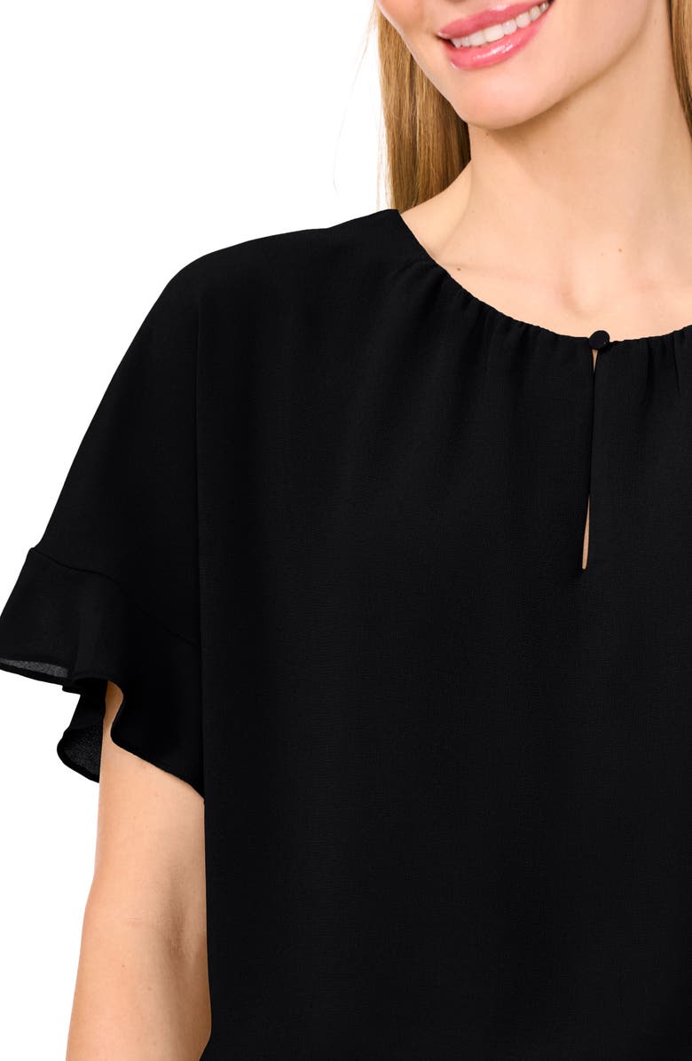 CeCe Flutter Sleeve Georgette Top, Alternate, color, Rich Black