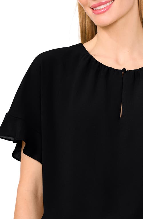 Cece Flutter Sleeve Georgette Top In Black