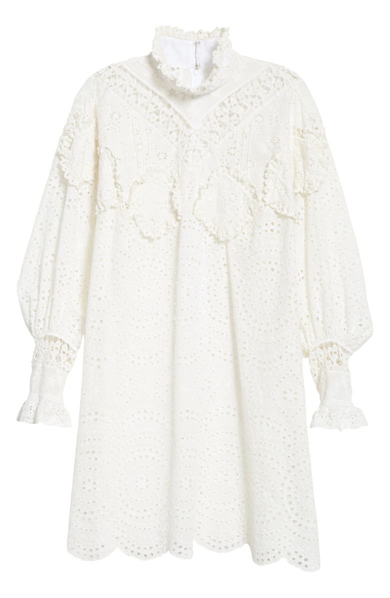 Anna Sui Eyelet Collage Long Sleeve Dress, Alternate, color, 