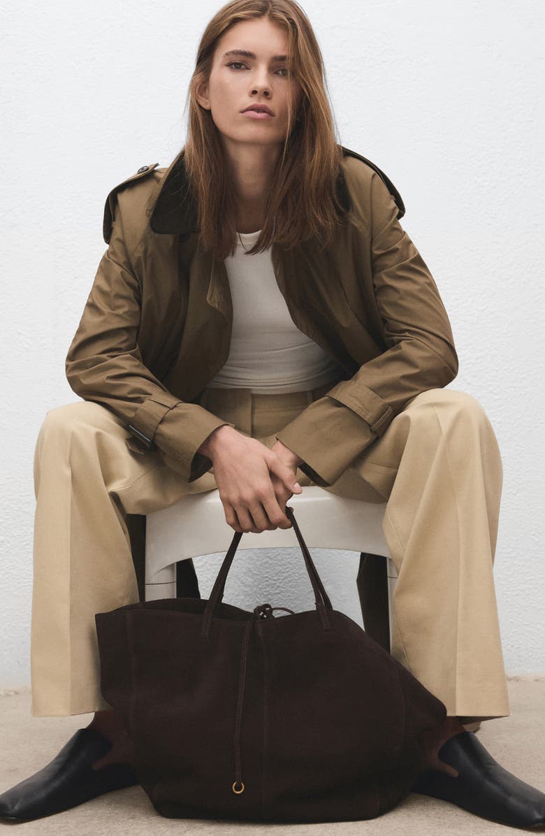 MANGO Suede Shopper Bag, Alternate, color, Chocolate