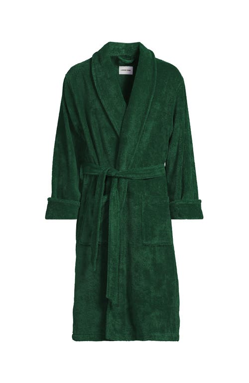 Lands' End Calf Length Turkish Terry Robe In Green