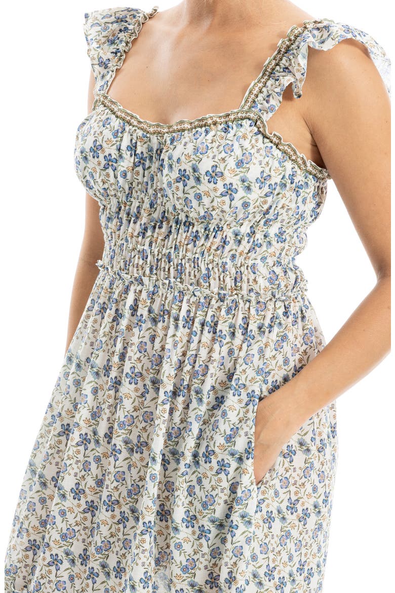 Sweetheart Neck Ruffle Strap Tiered Maxi Dress, Alternate, color, CREAM/ SKY FLORAL SWING VINES