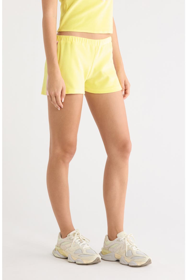 Peace Graphic Velour Crop T-Shirt, Alternate, color, YELLOW