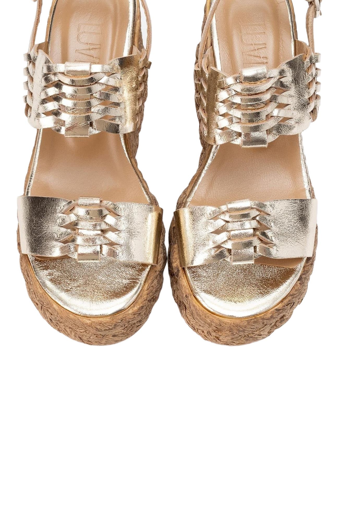 Forever & Always Shoes Olien Suede Leather Platform Espadrilles, Alternate, color, Gold Leather