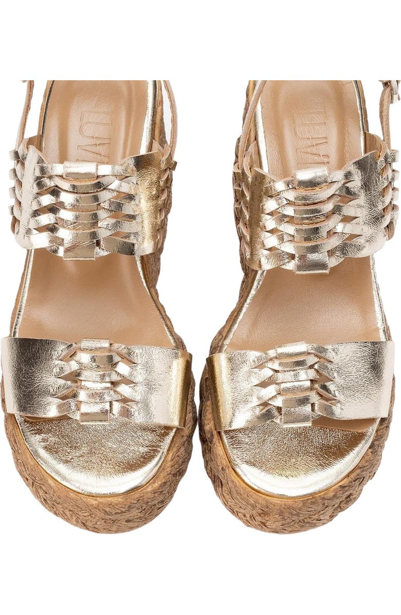 Forever & Always Shoes Olien Suede Leather Platform Espadrilles, Alternate, color, Gold Leather