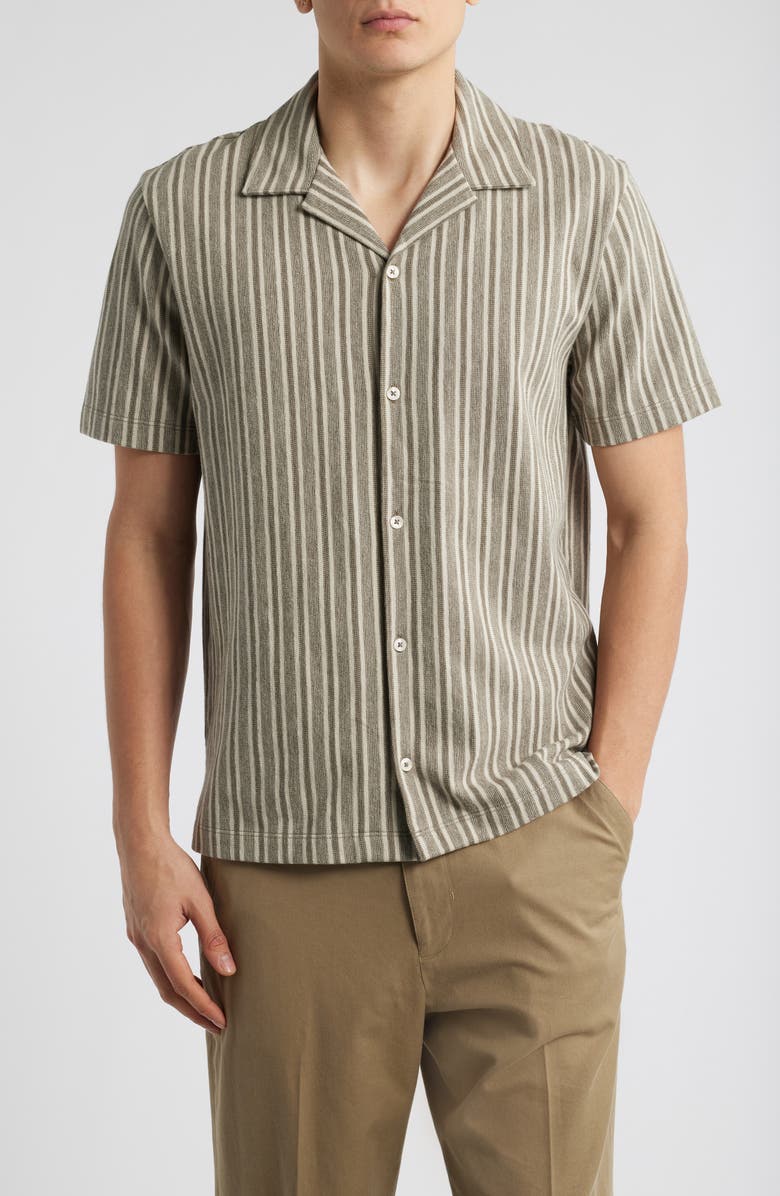 Vince Cabana Stripe Short Sleeve Button-Up Camp Shirt, Main, color, 