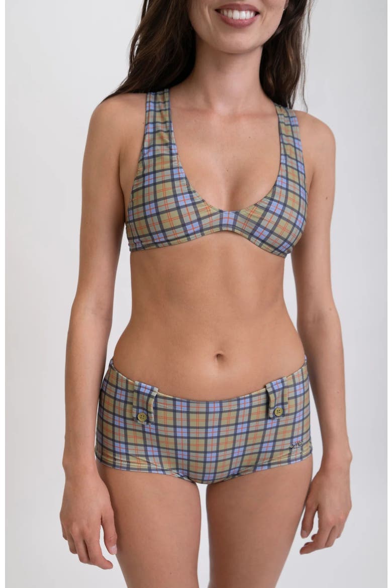 Mini Swim Short, Alternate, color, Blue Green Plaid