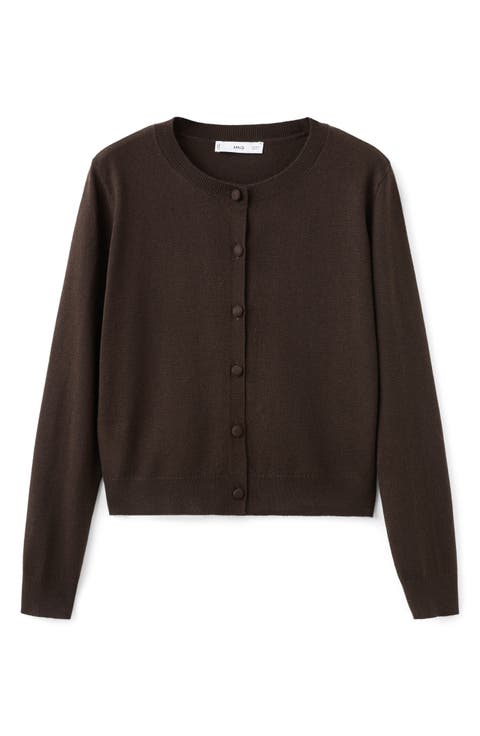 Covered Button Crewneck Cardigan