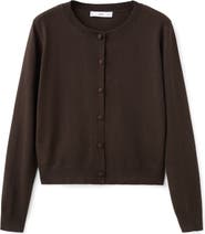 MANGO Covered Button Crewneck Cardigan