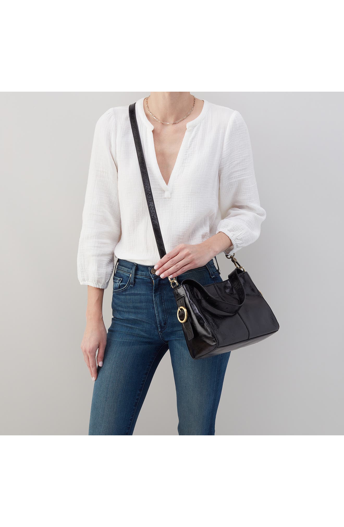 HOBO Small Render Leather Crossbody Bag, Alternate, color, Black