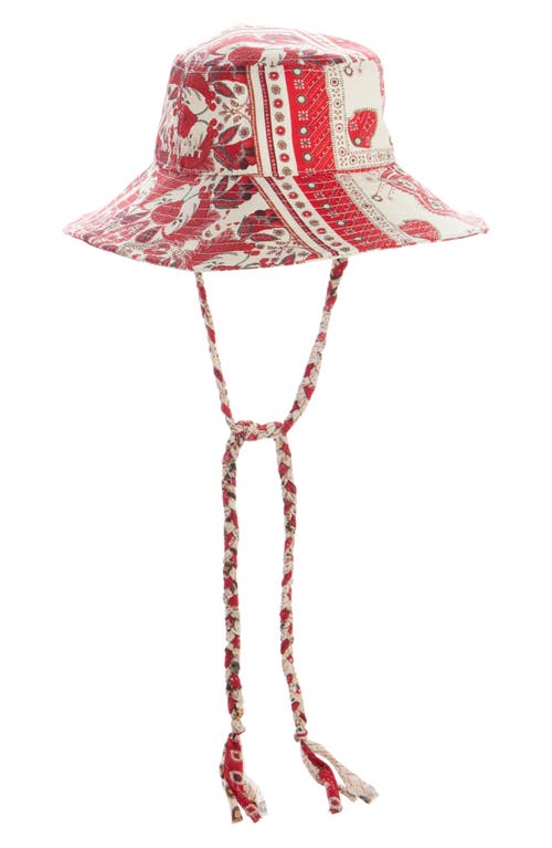 Isabel Marant Delya Hat In Red/ecru