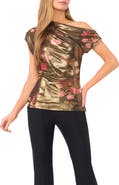 Ted Baker Elyse Metallic Floral One-Shoulder Top