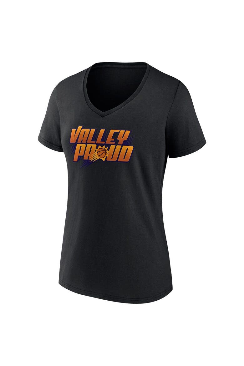 Women's Fanatics Branded Black Phoenix Suns Hometown Collection Valley Proud V-Neck T-Shirt, Alternate, color, Black