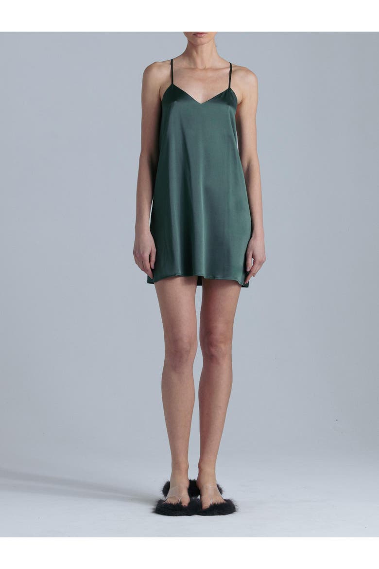 Patricia Silk Slip Mini Dress, Alternate, color, Rich Green