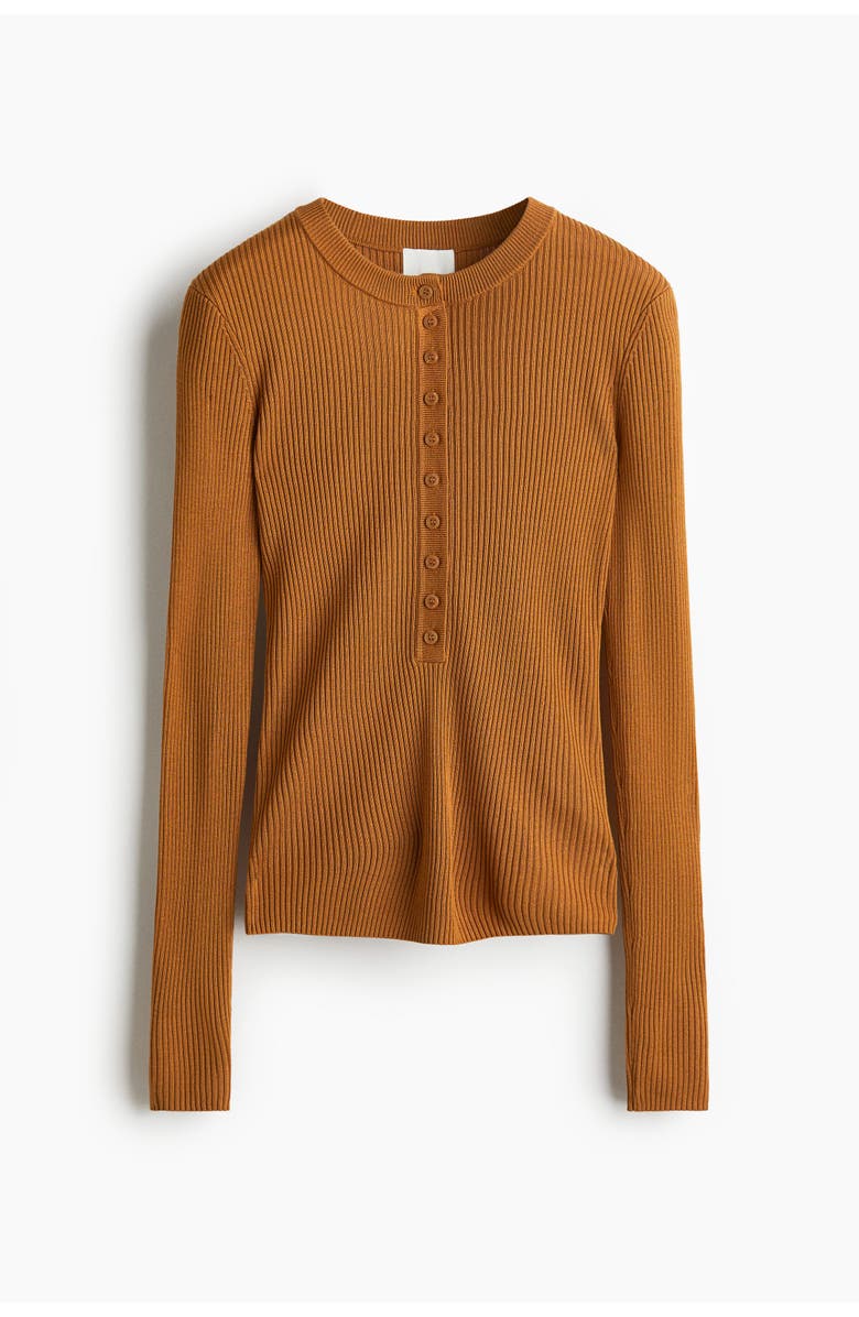 H&M Rib-knit Top, Main, color, Light Brown