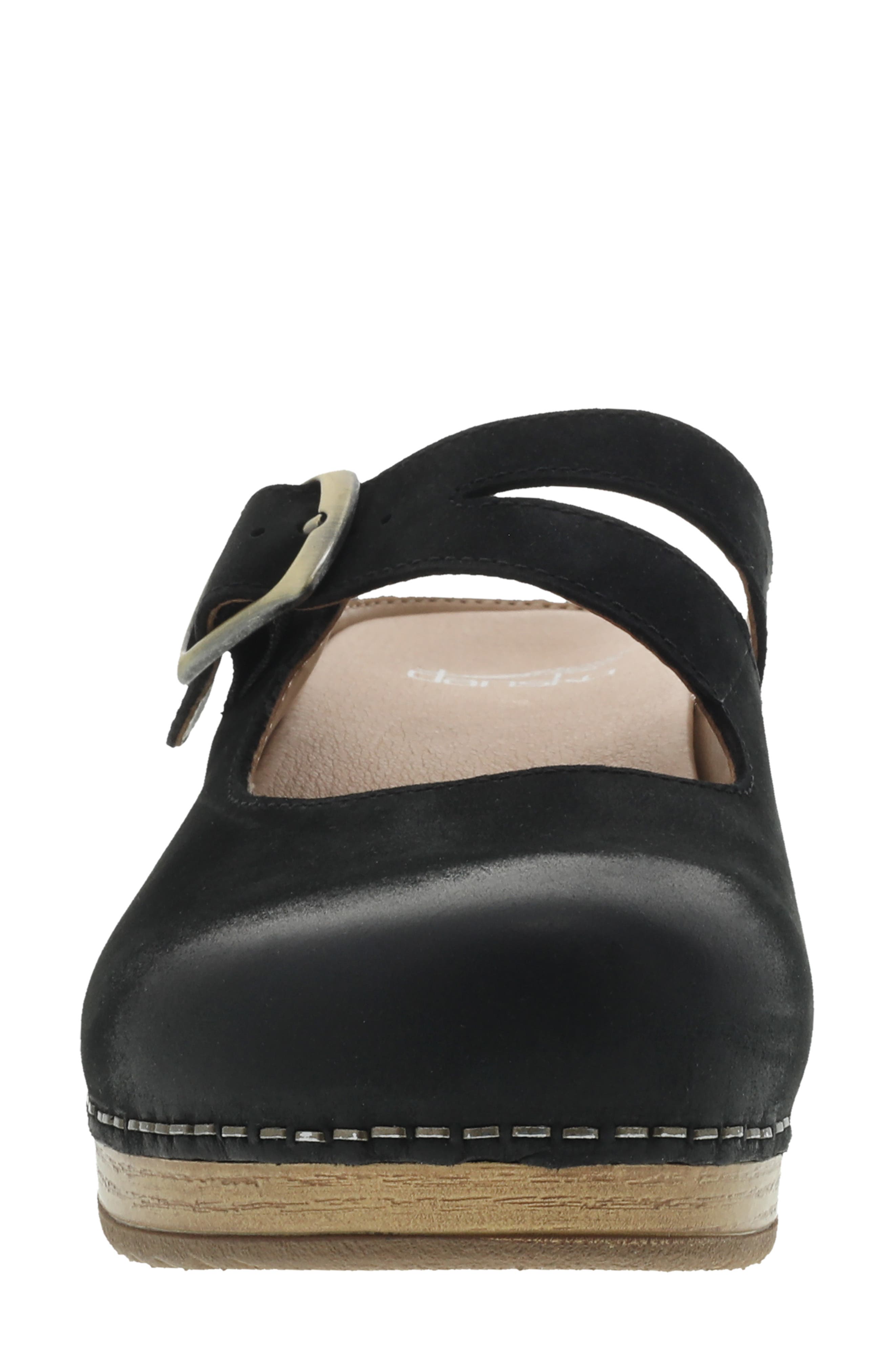 Britney Buckle Clog, Alternate, color, BLACK NUBUCK LEATHER
