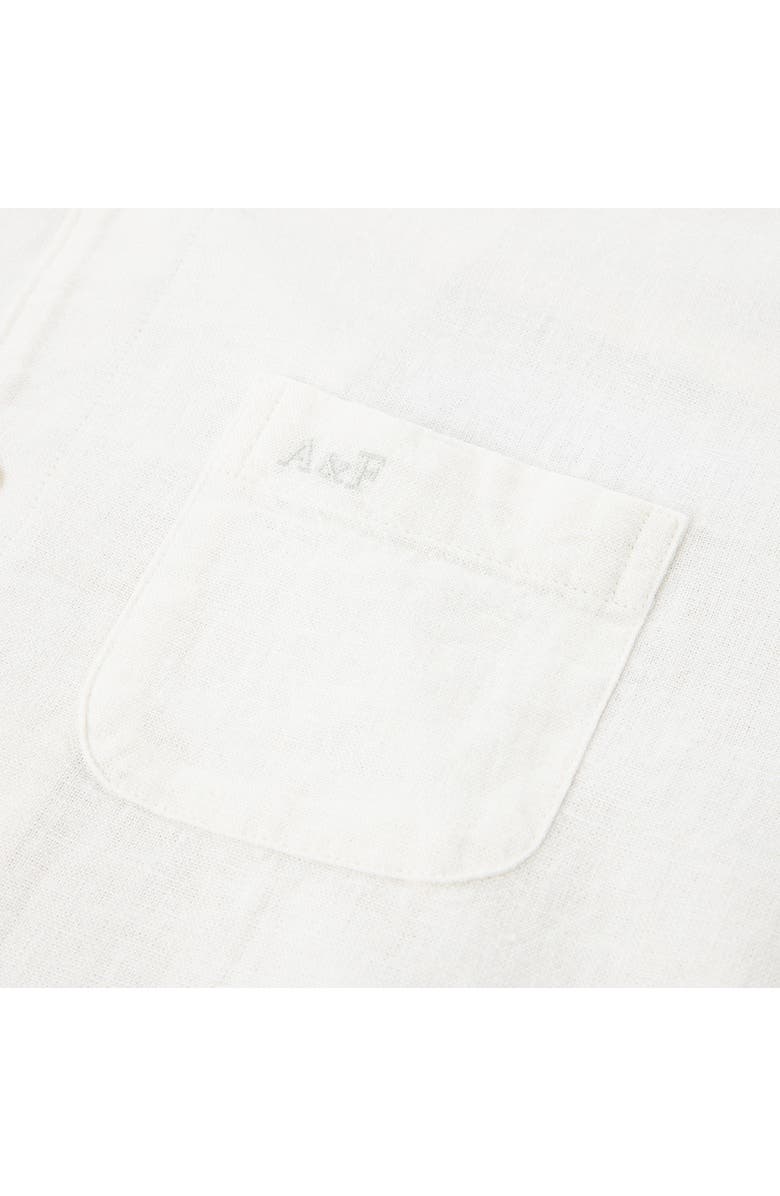 abercrombie kids Kids' Linen Blend Camp Shirt, Alternate, color, Bright White