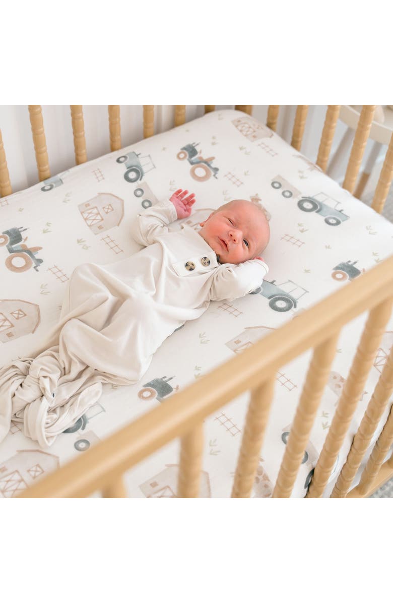 CRANE BABY Tractor Fitted Cotton Crib Sheet, Alternate, color, Beige