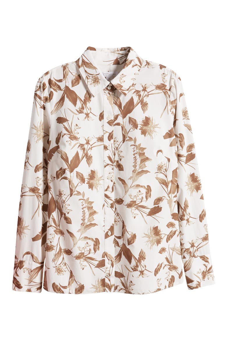 Floral Cotton Shirt, Alternate, color, IVORY- TAN BOTANICAL BLOSSOM