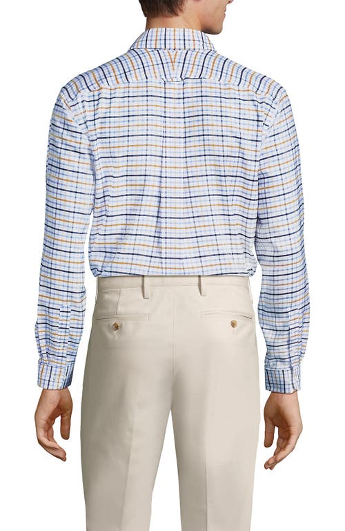 Lands' End Big And Tall Traditional Fit Pattern No Iron Supima Oxford Dress Shirt In Blue